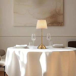 Lámpara de mesa inalámbrica recargable, atenuador de control táctil, <span class=keywords><strong>luz</strong></span> de escritorio Led, luces nocturnas de Metal con pantalla de lámpara de tela para comedor - Product Image 2