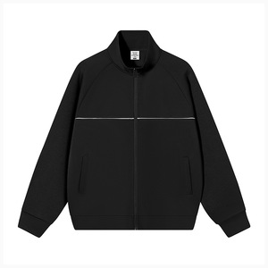 Black Men's Full Zip <b>Track</b> <b>Jacket</b> Stand Collar Regular Fit Zip Up Outerwear for Casual Running - Product Image 1