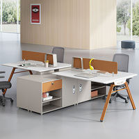 Poste de travail de bureau moderne pour 2 personnes avec cloison et armoire latérale pour espace de bureau commercial