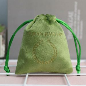 Custom Logo Recyclable Silk Velvet <b>Drawstring</b> Jewelry Pouch Gift Bag with Stamping for Gemstone Rings & Glasses - Product Image 1