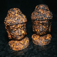 Vente en gros de sculptures de tête de Bouddha en Yooperlite naturelle, artisanat en cristal, figurines sous lumière UV pour collectionneurs