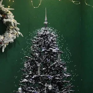 Yapay siyah yılbaşı ağacı Polar LED ışıkları, düşen kar kapalı ve açık dekorasyon noel ağacı