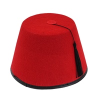 Sombrero Fez Rojo, Sombreros Turcos Marroquíes Novedosos con Borla Negra para Disfraces de Halloween, Accesorios para Fiestas de Disfraces
