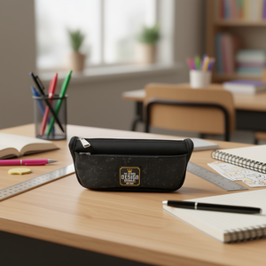 MNJ Pencil Case Black Design 25513 Zippered Storage Bag for School Office Use - Product Image 2