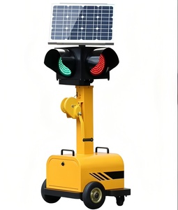 Semáforo Portátil <span class=keywords><strong>Solar</strong></span> de 4 Lados con Luz Única de 300 mm, LED de 3 Colores, Altura Fija, para Construcción de Carreteras - Product Image 1