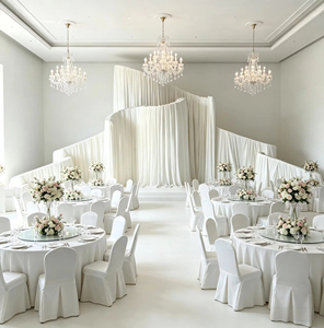 Wedding S-Curved Wave Drapes <strong>Backdrop</strong> Stand Irregular Metal <strong>Frame</strong> for Outdoor Lawn Wedding Stage Background Decor - Product Image 5