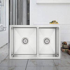 Évier de cuisine double en acier inoxydable, vente en gros directe usine, pour hôtels et appartements commerciaux, fournisseur OEM ODM personnalisé - Product Image 2