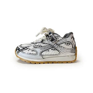 新着スクールタイプメッシュスライバーブラック通気性レトロキッズスニーカーユニセックススニーカーシューズフラットキッズシューズガールズ - Product Image 1