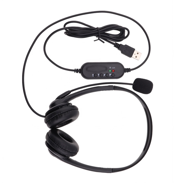 USB Headset with Noise Cancelling Microphone Volume Controller Wired Headphones for PC Computer Laptop Conference Calls