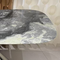 Ensemble de table basse de luxe moderne de haute qualité Table à thé nordique Pierre de luxe Pied en acier inoxydable Meubles de salon Table basse