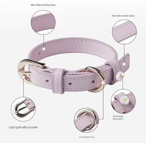 Juego de Correa y collar de piel sintética de lujo para mascotas-Ecológico, decoración de margaritas, acolchado suave para perros y gatos con aspecto personalizado - Product Image 3