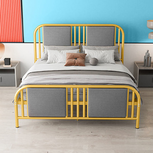 Household Full Size Steel Single Metal <b>Bed</b> <b>Frame</b> with <b>Soft</b> Package Headboard Cushion for Dormitories Hotels Commercial Furniture - Product Image 3