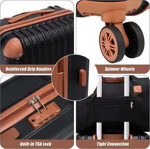 Cosbarn Ensemble de 5 valises à roulettes avec poignée télescopique, coque rigide en ABS, roues pivotantes, serrure TSA, ensemble de valises de voyage durables - Product Image 3