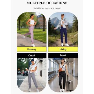 Pantalon de jogging taille haute pour femme, anti-humidité, pour entraînement, course, gym, randonnée, avec poches, gris - Product Image 5