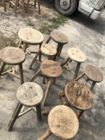 Antiker Ulmenholz Runder Hocker im Modernen Vintage-Stil für Küche, Zuhause und Parknutzung