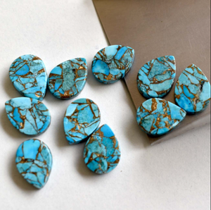 Piedra Arenisca Natural Azul en Forma de Pera, Corte Plano con Tecnología de Punta, para Fabricación de Joyería DIY, Pendientes, Anillos, Colgantes, Collares, Cabujones - Product Image 2