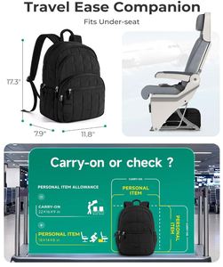 College <b>Laptop</b> <b>Backpack</b> Travel <b>Backpack</b> for Women Quilted Casual Daypack Water-Resistant Book Bag - Product Image 2