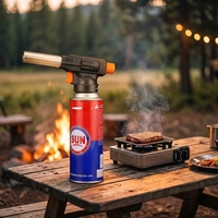 Cartouche de gaz butane portable en métal – Coupe-vent, réglable, facile à utiliser pour le camping en extérieur, le barbecue, la cuisson, compatible avec le charbon de bambou