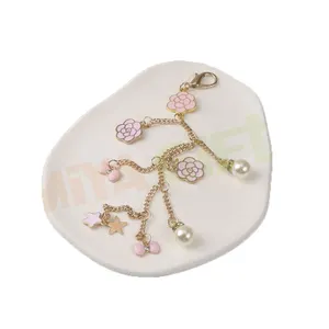 custom planner scrapbooking dangle charms cute pink flower floral camelia pearls star bow metal pendant