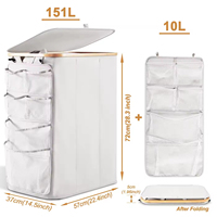Panier à linge sale en bambou pliable à 3 compartiments avec couvercle pour la famille, seau à linge en bambou pliable, panier de rangement