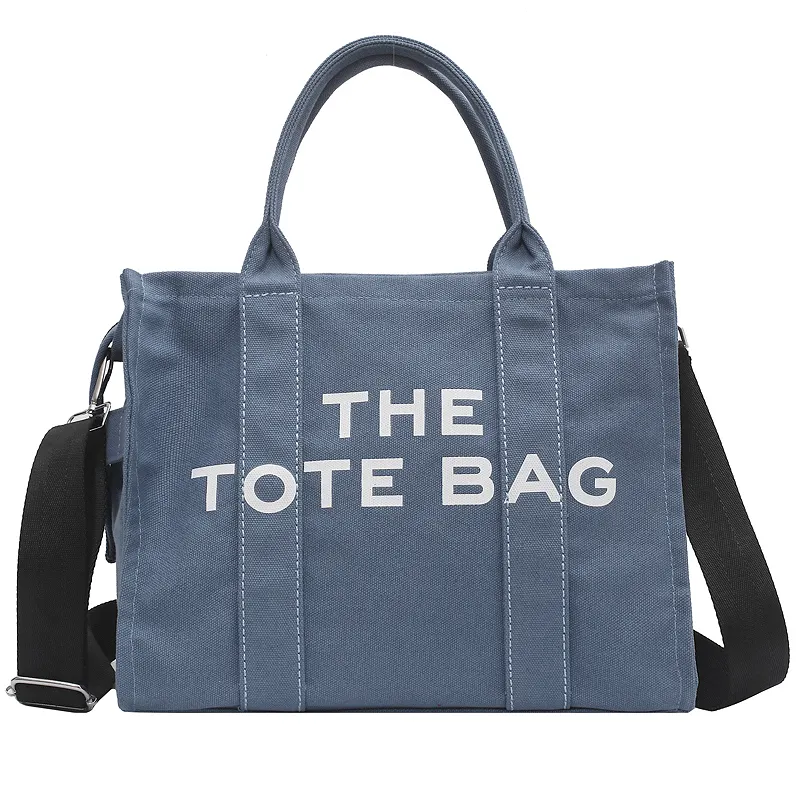 Travel Multi Pocket Shoulder Bags 15.6 Inch Laptop Work Bag Teacher Cotton Canvas Women's Small Tote Bag