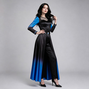 Star's Edge Descendants Of The Stars – tenue de cosplay, robe en satin dégradé bleu et noir, Costume d'halloween - Product Image 3