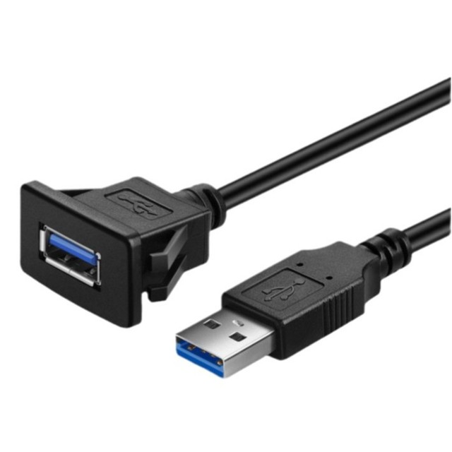 Waterproof 1M USB3.0 Panel Mount Cable Square Single Port Design Car Dashboard Audio Extension Cord Vehicle Interior Flush Wire