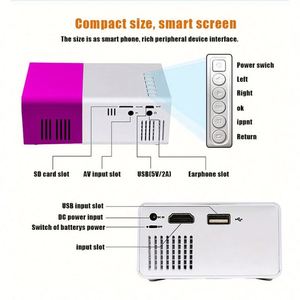 Proyector LED con USB, Mini Proyector Portátil, Control Remoto, Proyector de Películas para Interiores/Exteriores YG300 Morado - Product Image 5
