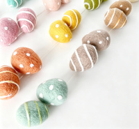 Œufs de Pâques en feutre de laine pastel avec rayures à pois, boules de feutre couleur macaron pour la confection de couronnes DIY, accessoires de décoration de Pâques