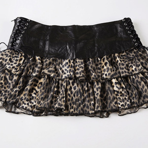 Nuovo Completo Sexy <span class=keywords><strong>da</strong></span> <span class=keywords><strong>Donna</strong></span>: Top Aderente con Stampa Leopardata e Minigonna in Pizzo, Set Due Pezzi - Product Image 5