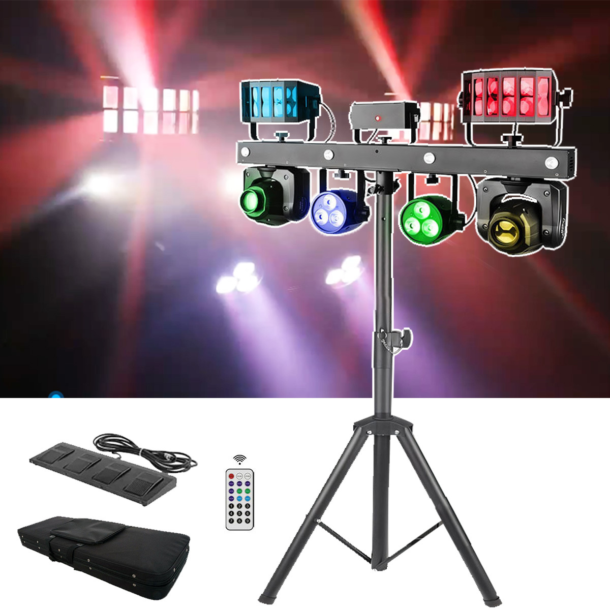 LED Gig Bar DJ Light RGBW 5in1 DMX512 Butterfly Strobe Effcet Moving Head Par Laser Stage Stand Light for DJ Disco Party Club