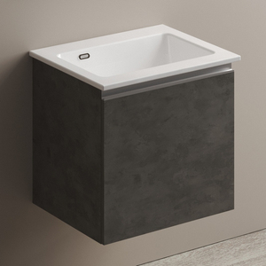 Meuble sous-vasque mural en céramique avec finition ciment 60x50 cm pour salle de bain - Product Image 1