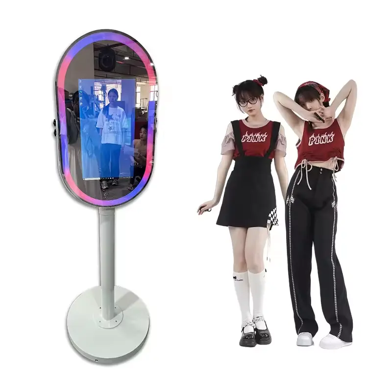El más nuevo Vogue Rotating Digital Signage Led Frame Reemplazo Boda Modern Magic Video Booth Mirror Photo Booth