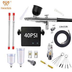 Kit de aerógrafo con compresor de aire 40 PSI <span class=keywords><strong>pistola</strong></span> pulverizadora de doble acción de alta presión <span class=keywords><strong>para</strong></span> pintar pasteles de maquillaje tatuajes uñas y arte - Product Image 1