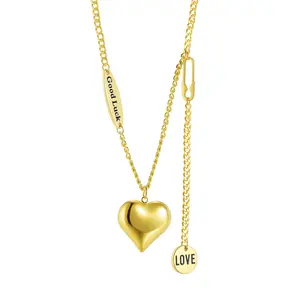 Ожерелье с кулоном в виде сердца из нержавеющей стали с золотым покрытием
