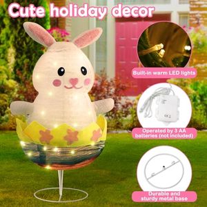 Nicro Nouveauté Lapin de Pâques mignon dans un œuf <span class=keywords><strong>Pop</strong></span>-up pliable Lumineux Ornement extérieur Fête du printemps Décoration de jardin Lapin - Product Image 2
