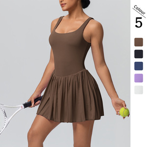 <span class=keywords><strong>Combinaison</strong></span> de yoga plissée à col carré pour <span class=keywords><strong>femme</strong></span>, 2-en-1, sans couture, avec short intégré, idéale pour le Pilates, la gym et le tennis - Product Image 1