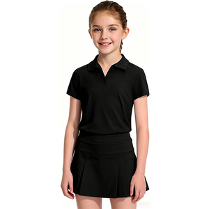 Chemises à manches courtes personnalisées en couleur unie pour le golf, le <span class=keywords><strong>tennis</strong></span>, l'école, uniformes, col en V, séchage rapide, polos pour filles - Product Image 3
