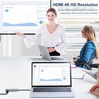 5 en 1 USB C Hub Multiport Adaptateur 4K HDMI USB 3.0 pour iPad Macbook Pro/Air Xiaomi Notebook Logo Personnalisé Impression Stock Disponible