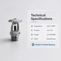 Vente en gros OEM - Sprinkler mural vertical suspendu 1/2" NPT à réponse rapide pour système de sécurité incendie pour hôtels et entrepôts