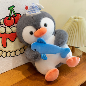 Peluche pingouin mignon personnalisée, adorable peluche pingouin requin à câliner, jouet en peluche animal enrobé, cadeau de vacances pour enfants - Product Image 6