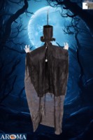 Décoration d'Halloween : Fantôme Noir Suspendu Effrayant avec Yeux Clignotants – Idéal pour Fêtes, Bars et Décoration de Maisons Hantées