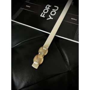 Fiori Double Buckle Women's <b>Belt</b> Leather Casual Style <b>Gold</b> Hardware For You - Product Image 2