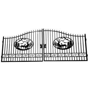 Entrance Gate 12'/14'/16'/20' Wrought Iron Gates Driveway Gates Bi-Dual Gates For Sale