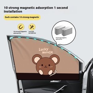 Kidsren's Cartoon Magnetic Car Sunshade Heat Insulation PVC <b>Mesh</b> Material with Black Tape Car - Product Image 2