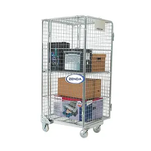 Quality Collapsible Heavy Duty Metal Transport Stainless Steel Rack Folding Wire Mesh Storage Roll Cage Trolley