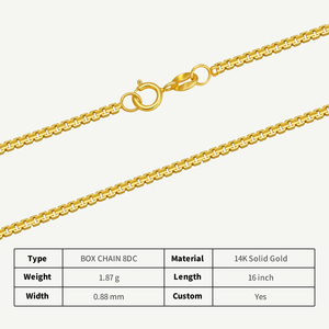 Vfook phát hiện Hộp chuỗi cao cấp làm đồ trang sức chuỗi nhà máy bán buôn joyas Cadena 14k hộp vàng rắn chuỗi với Clasp - Product Image 2