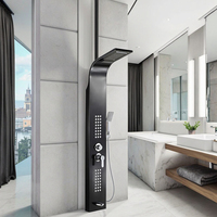 Douche de pluie moderne Pommeau de douche de massage Fonctions intelligentes Support debout au sol Panneau de douche moderne en acier inoxydable à noyau en céramique