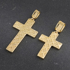 Colgante de cruz con circonita cúbica sólida para hombre y mujer, con incrustaciones de circonita, hecho a mano, elegante, a la moda, con bisel redondo y piedra engastada, para él - Product Image 3