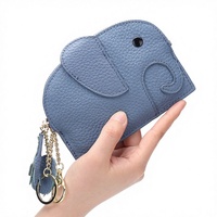 Dompet Kulit Mini Motif Gajah Kartun Grosir, Dompet Koin Resleting Lucu untuk Anak Perempuan, Tempat Kartu dengan Logo Kustom